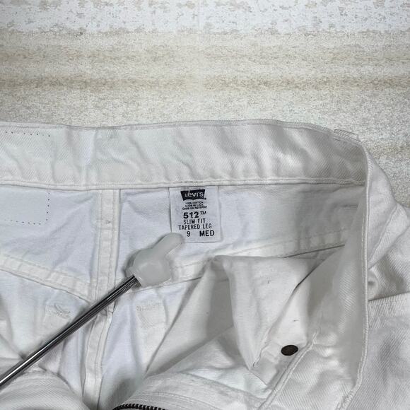 Vintage Levis Jeans 512 Slim Fit Tapered Leg Made USA Snow White Wash Denim 90s - Picture 5 of 5